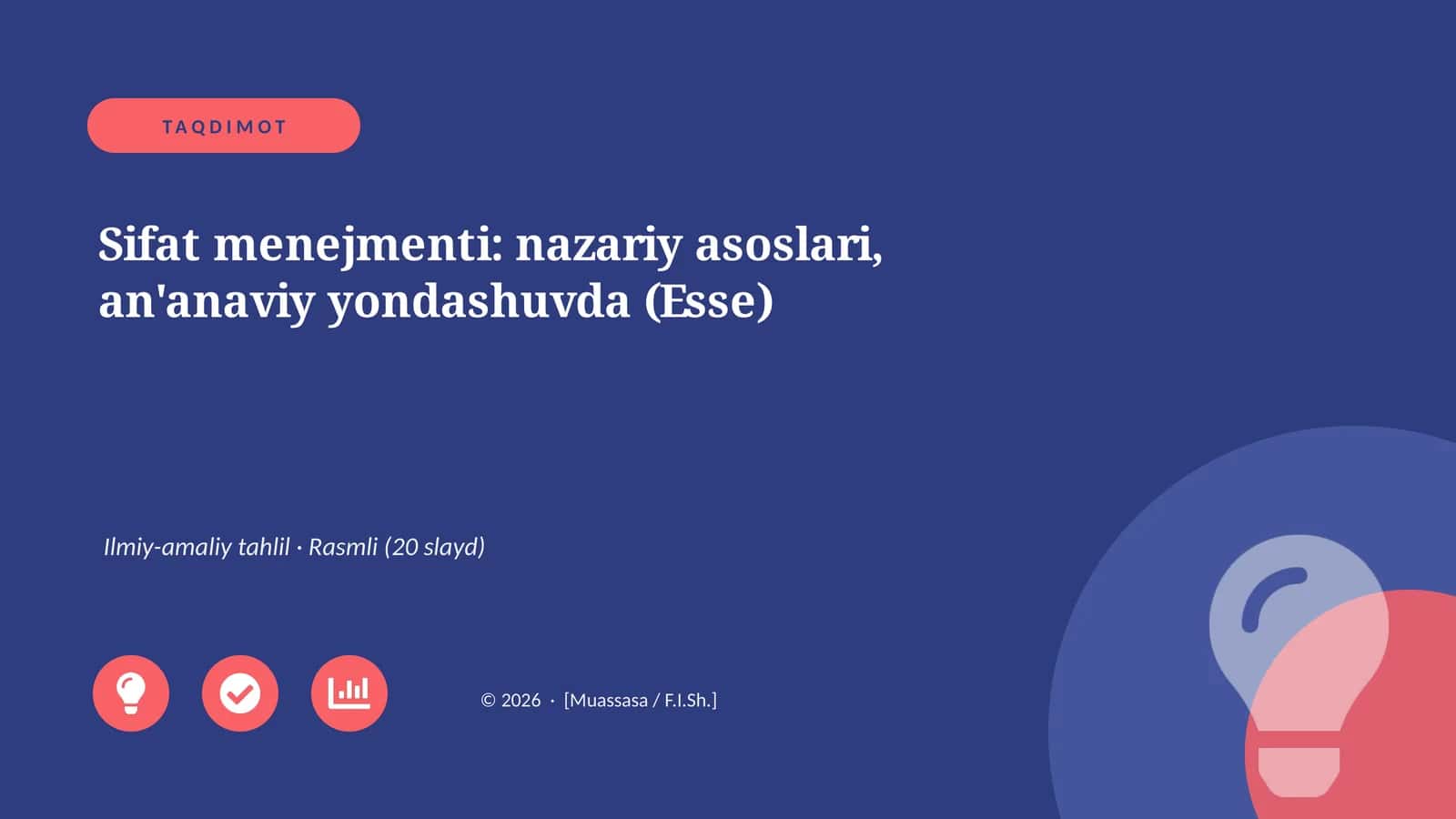 Sifat menejmenti: nazariy asoslari, an'anaviy yondashuvda (Esse)