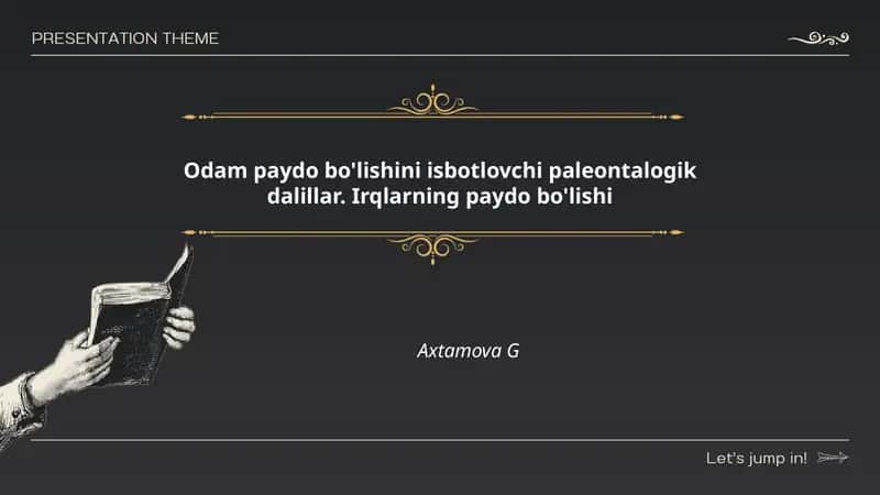 Quyidagi maqolalar paleontologik texnika bilan, odamning paydo bo'lishini isbotlashga oid dalillar bilan tanishmoq surprizz