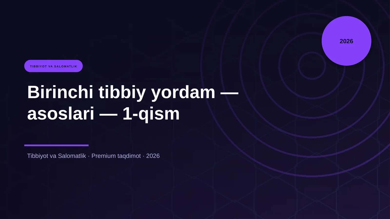 Birinchi tibbiy yordam — asoslari — 1-qism