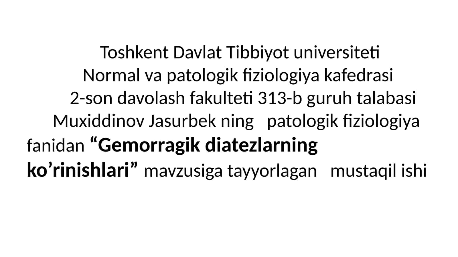 Gemorragik diatezlarning ko’rinishlari