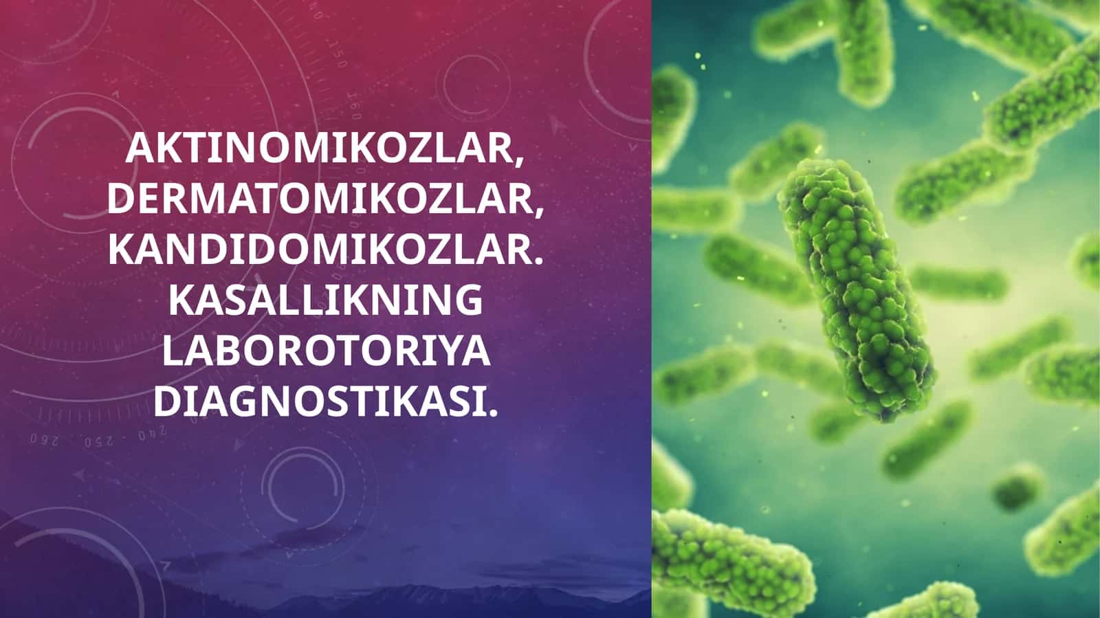 Aktinomikozlar, dermatomikozlar, kandidomikozlar. Kasallikning laborotoriya diagnostikasi.