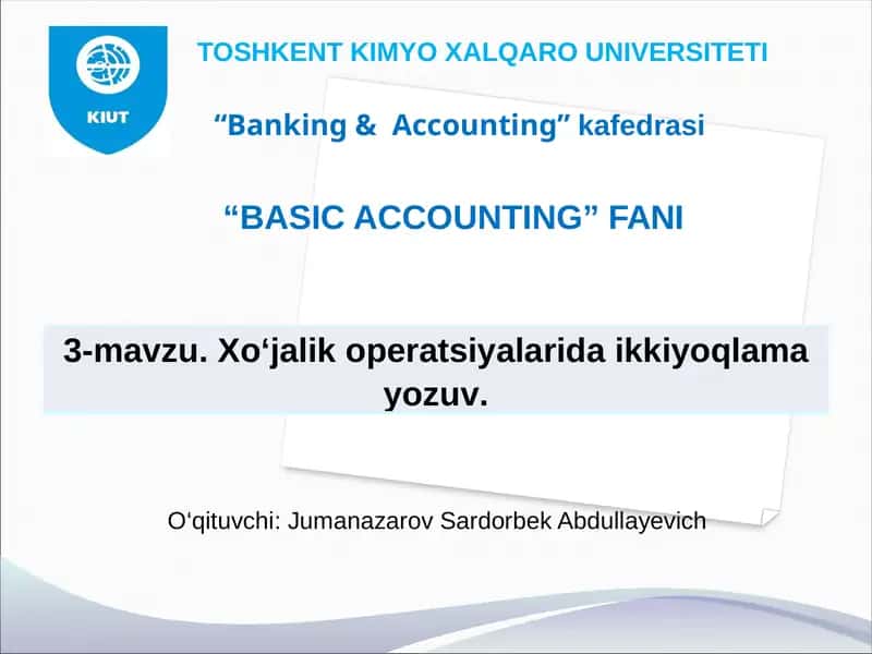 Xo‘jalik operatsiyalarida ikkiyoqlama yozuv