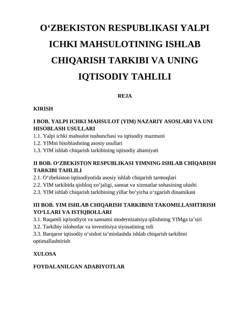 Yalpi Ichkii mahsulot