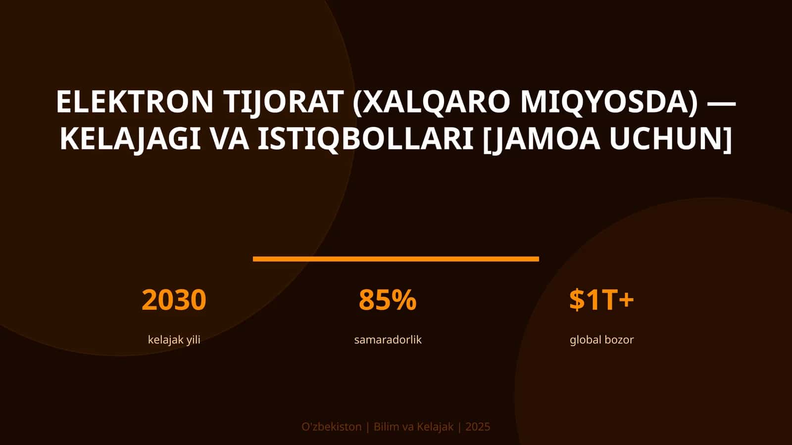 Elektron Tijorat (Xalqaro Miqyosda) - Kelajagi va Istiqbollari [Jamoa Uchun]