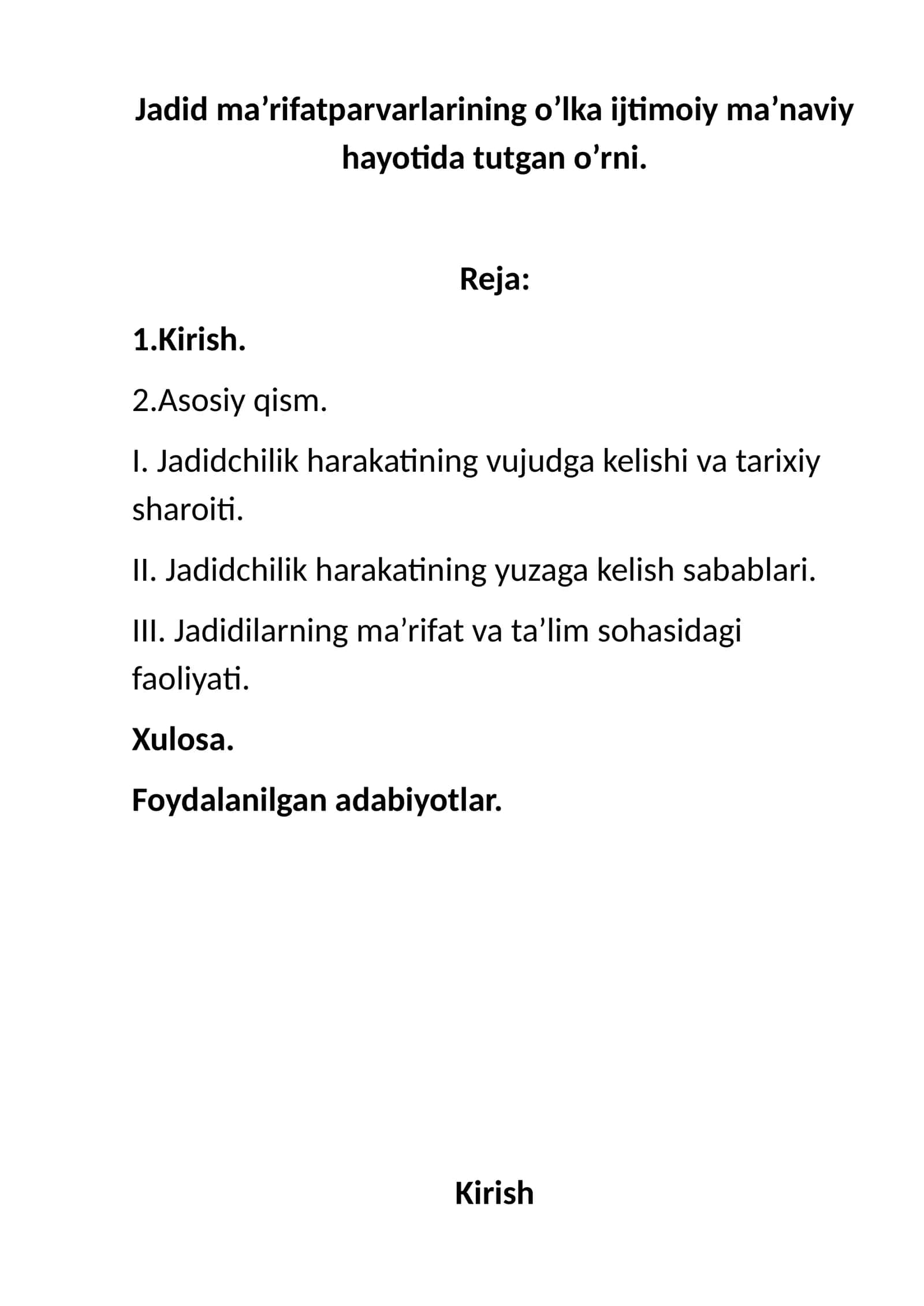 Jadidchilik harakati Tarixi