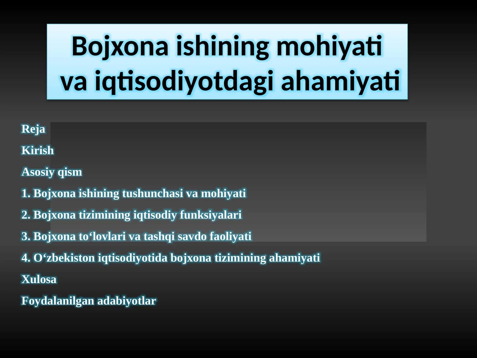 Bojxonaishining mohiyati