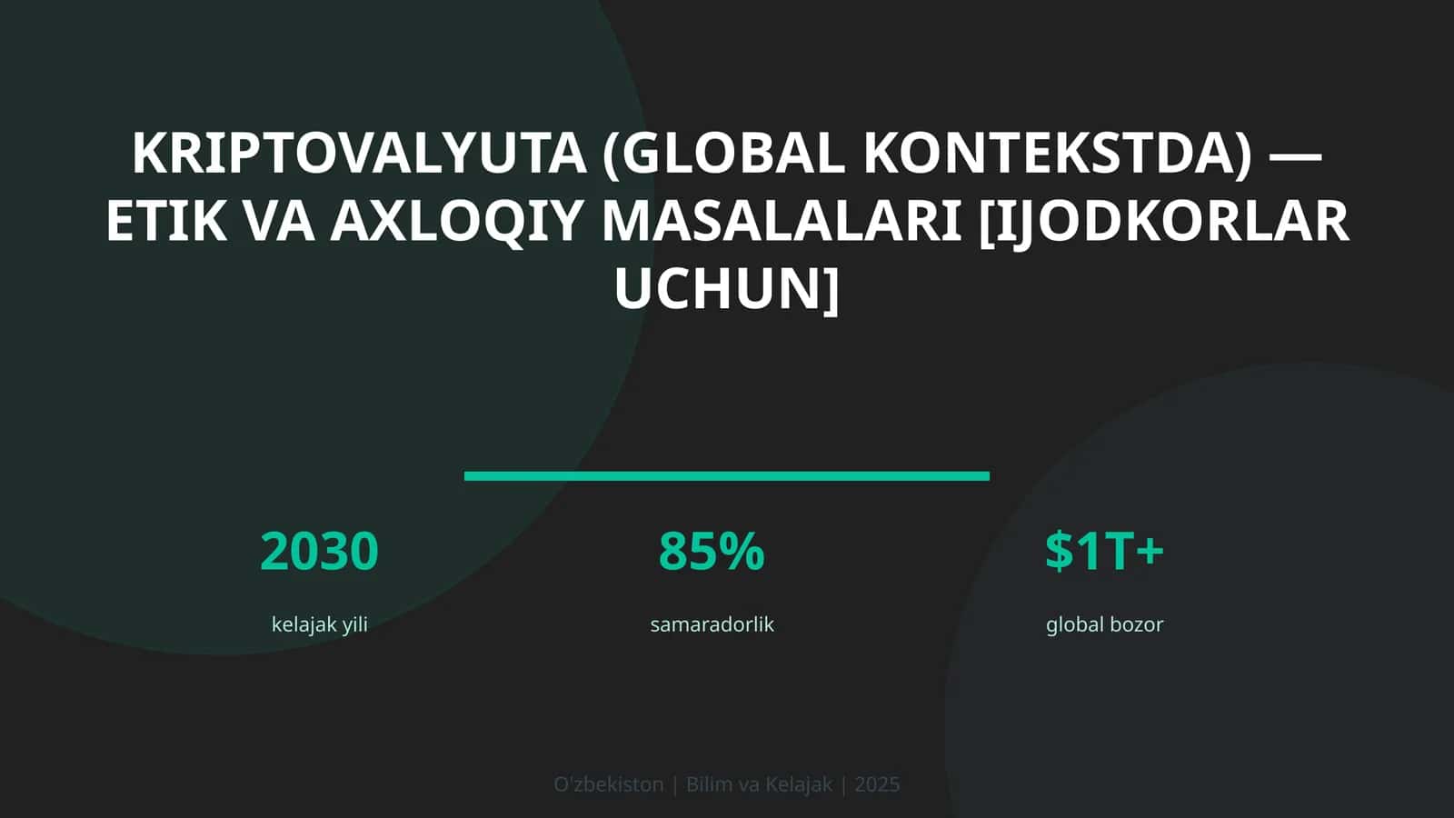 Kriptovalyuta (global kontekstda) — etik va axloqiy masalalari [ijodkorlar uchun]