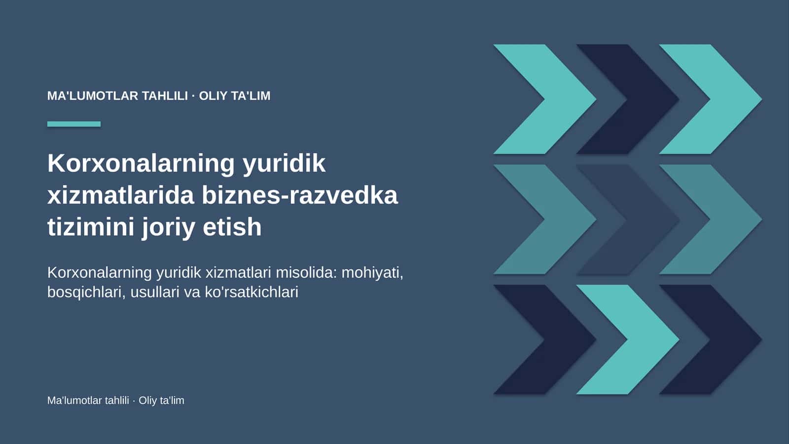 Korxonalarning yuridik xizmatlarida biznes-razvedka tizimini joriy etish