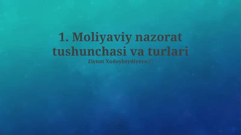 Moliyaviy nazorat tushunchasi va turlari