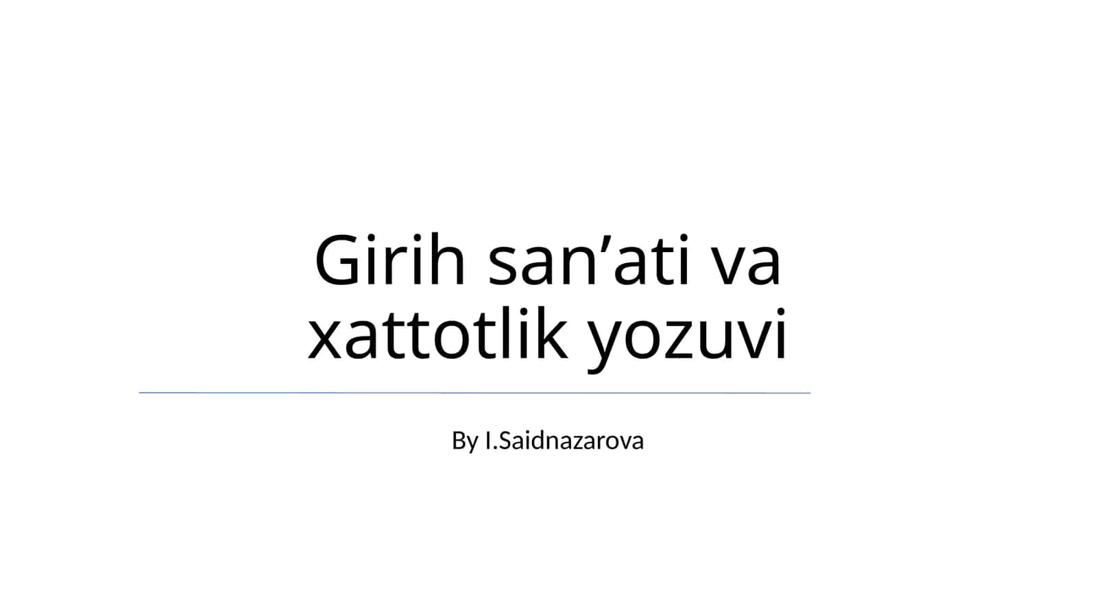 Girih sanʼati va xattotlik yozuvi