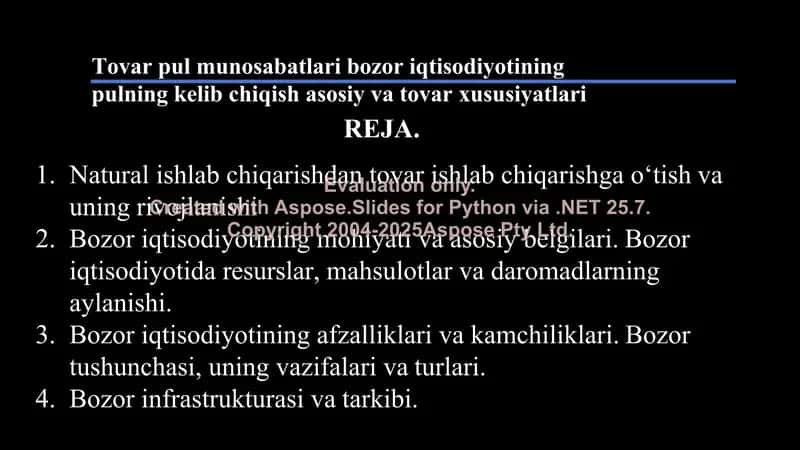 Bozor iqtisodiyoti va tovar ishlab chiqarish asoslari