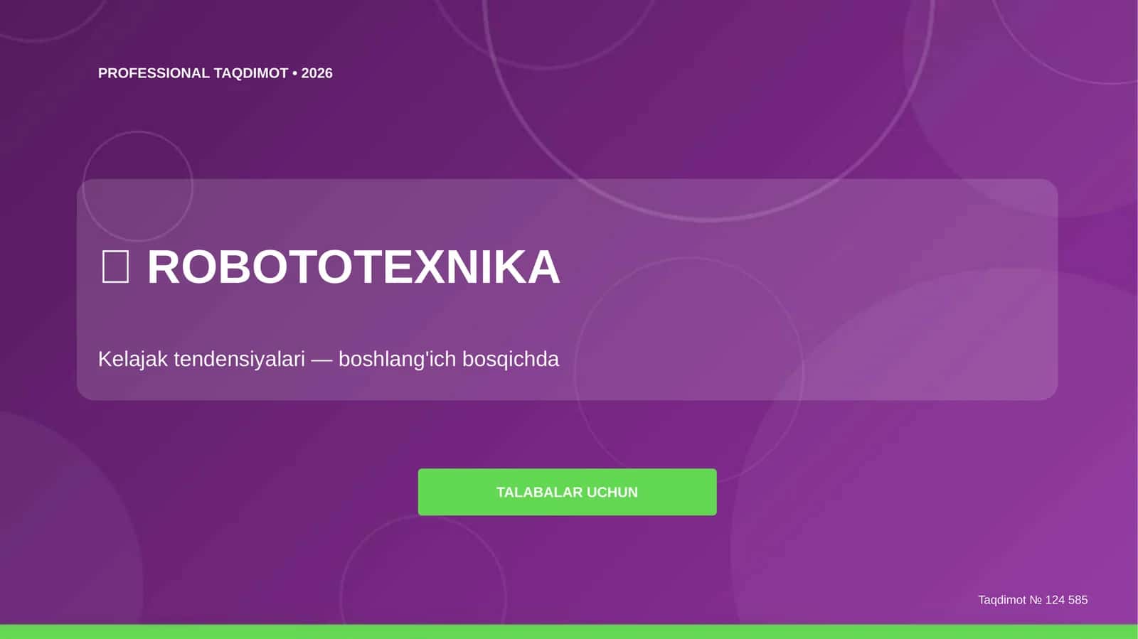 Robototexnika: kelajak tendensiyalari (boshlang'ich bosqichda)