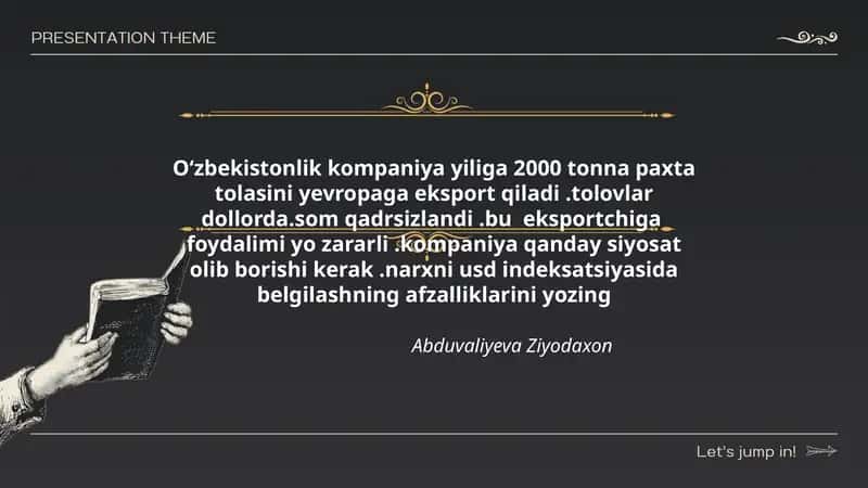 Paxta to'lasi eksporti