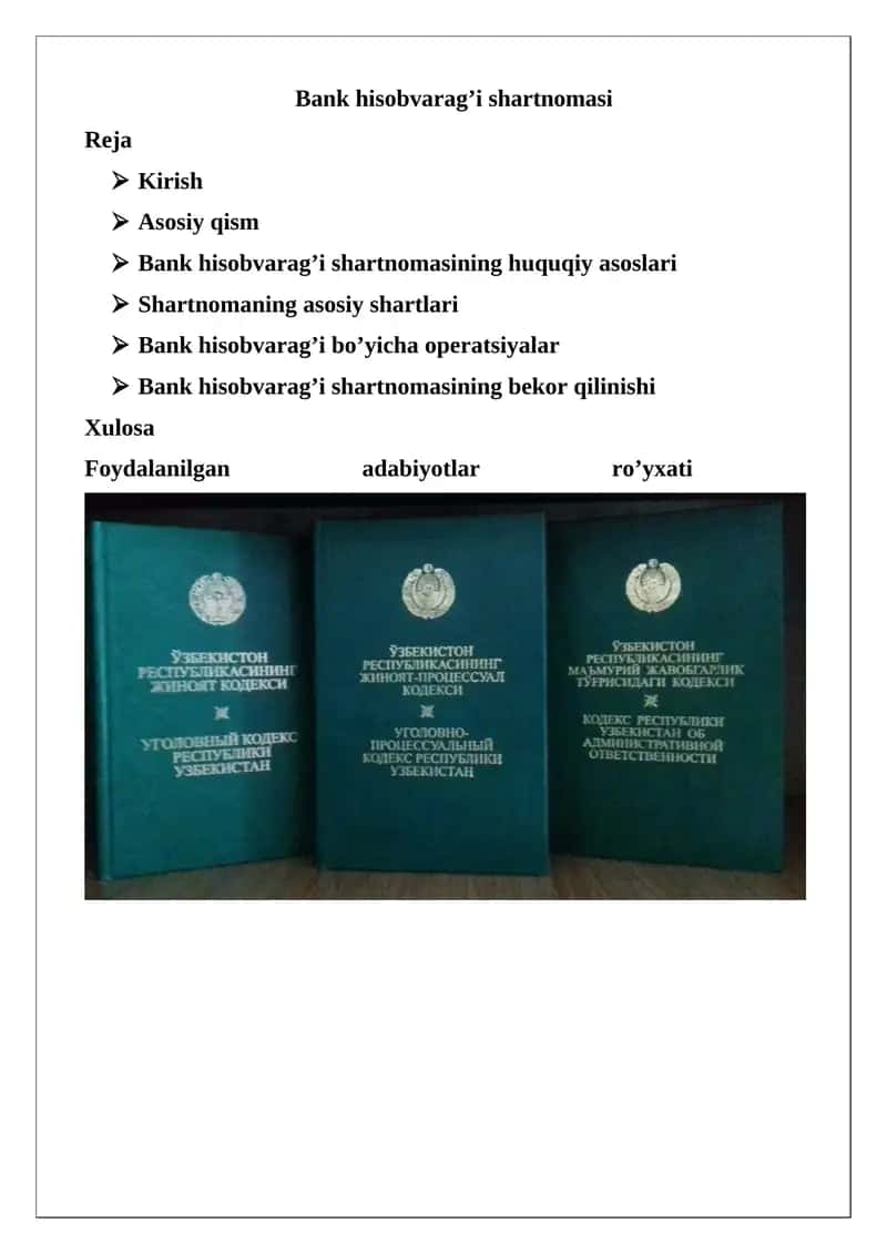 Bank hisobvarag’i shartnomasi