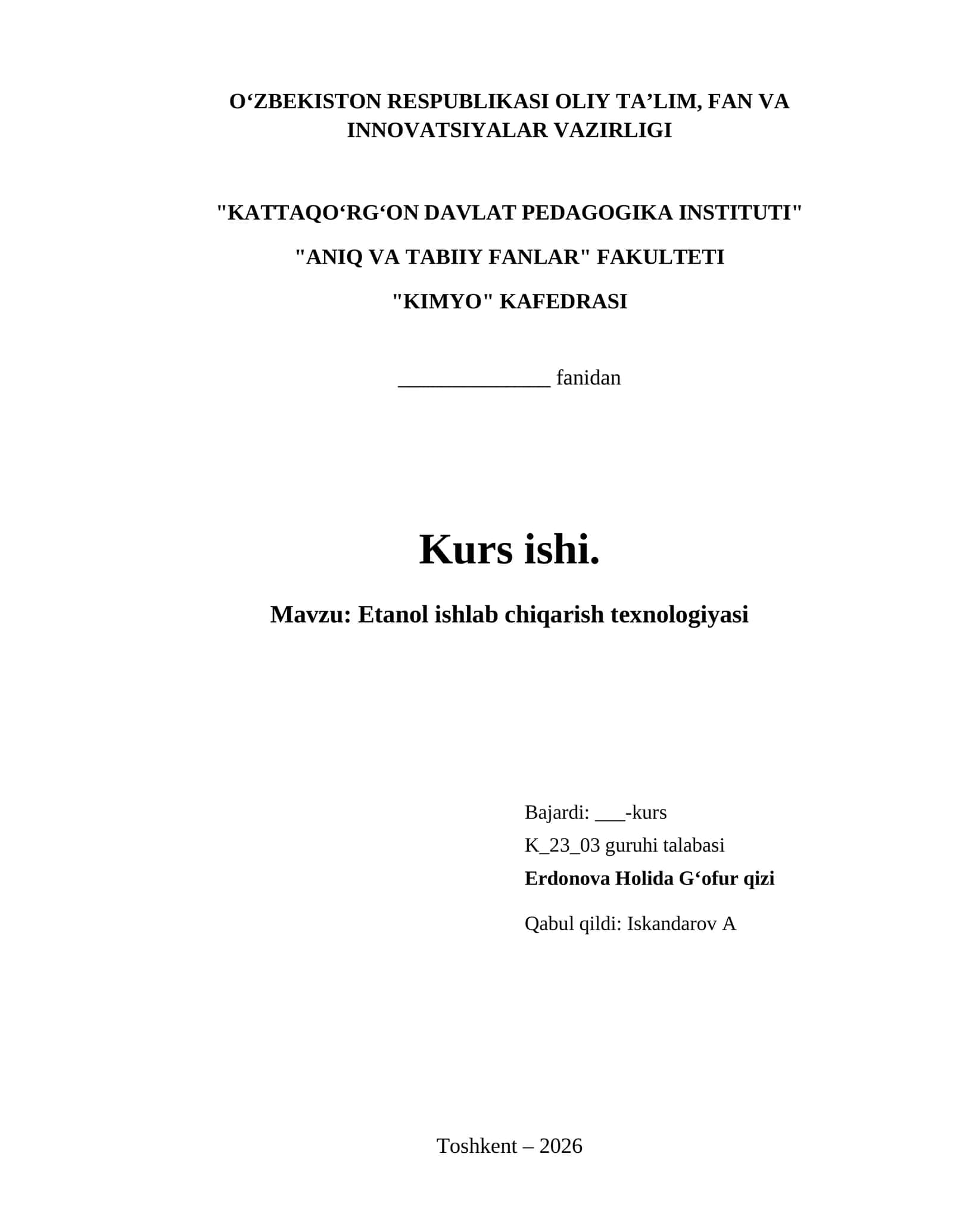 Etanol ishlab chiqarish texnologiyasi