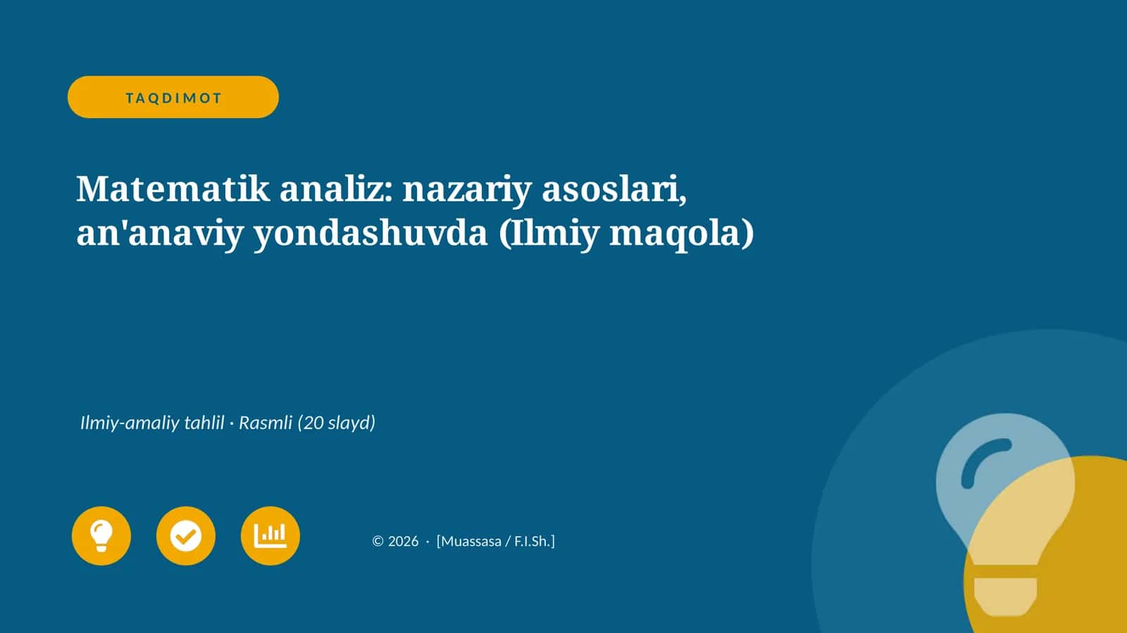 Matematik analiz: nazariy asoslari, an'anaviy yondashuvda (Ilmiy maqola)