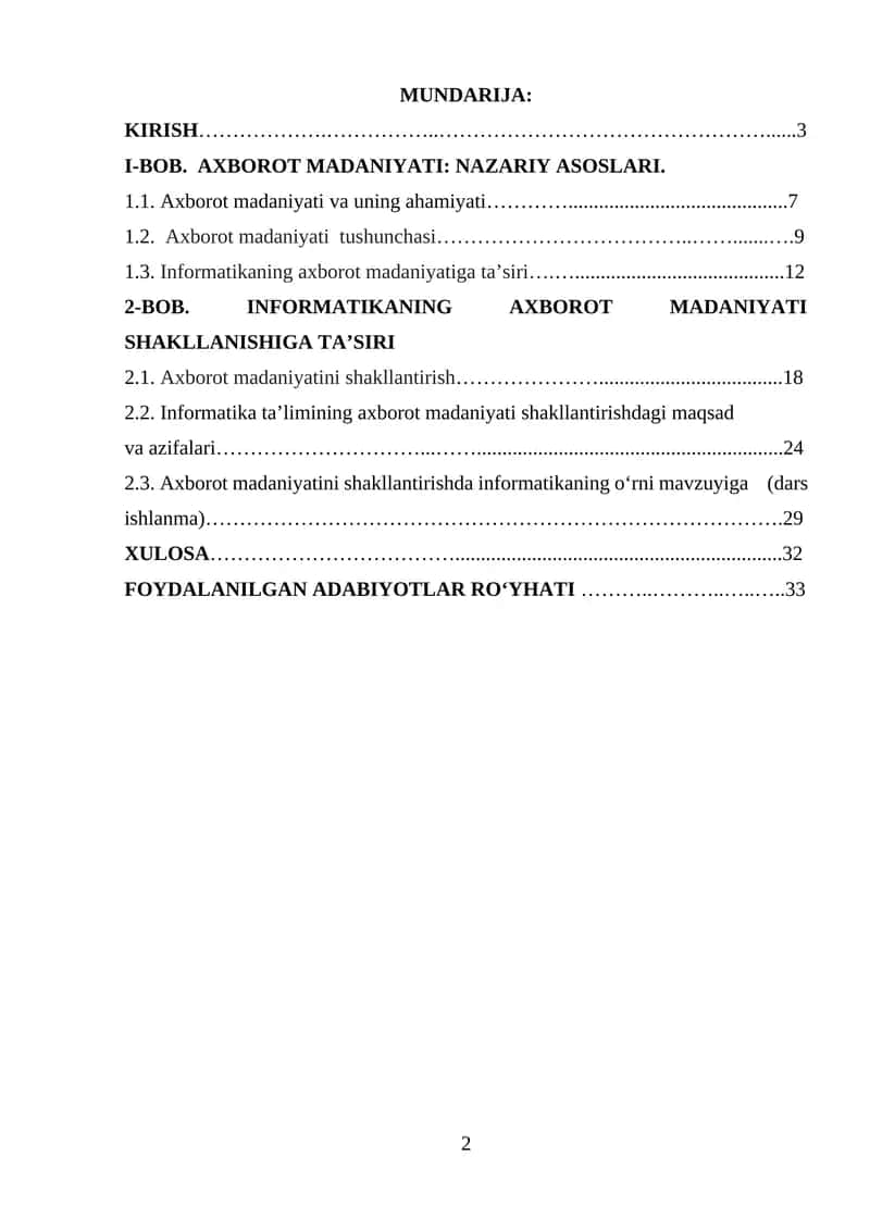Axborot Madaniyati Tushunchasi
