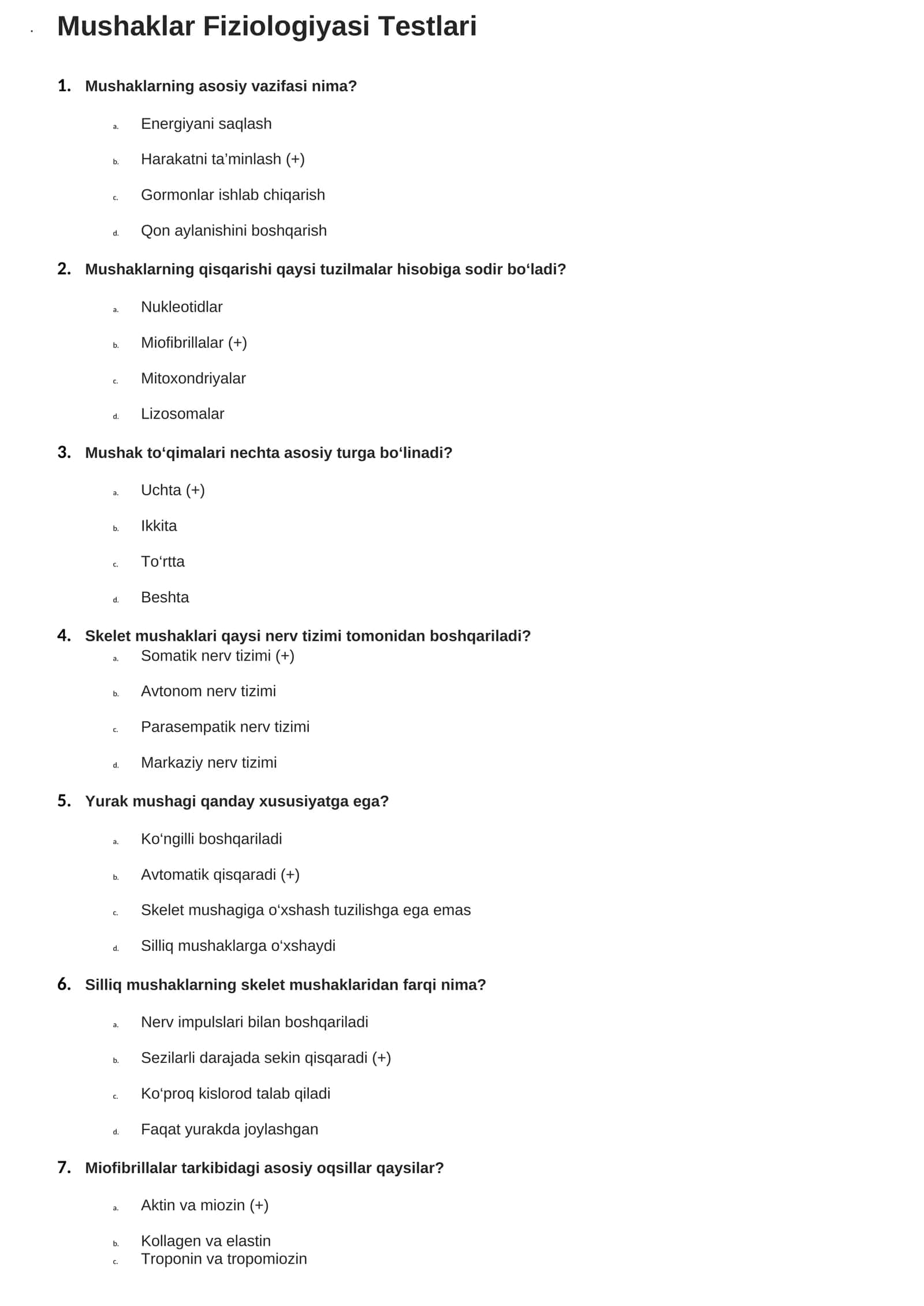 Mushaklar Fiziologiyasi Testlari