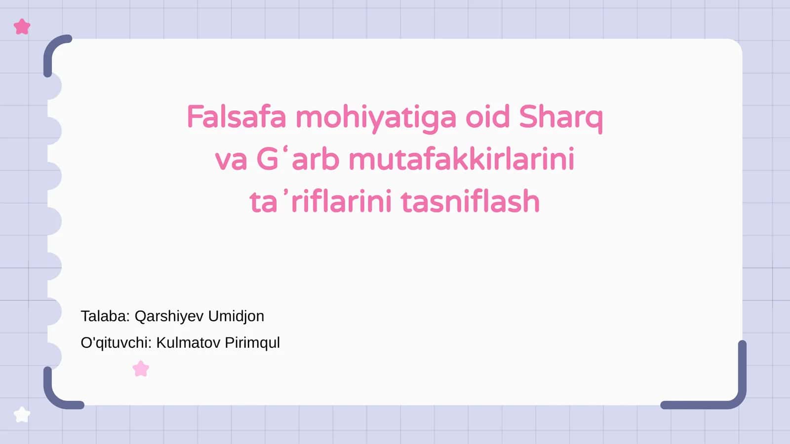 Falsafa mohiyatiga oid Sharq va Gʻarb mutafakkirlarini taʼriflarini tasniflash