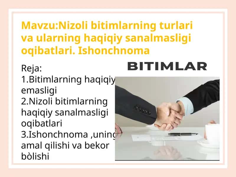 Nizoli Bitimlarning Turlari va Haqiqiy Sanalmasligi
