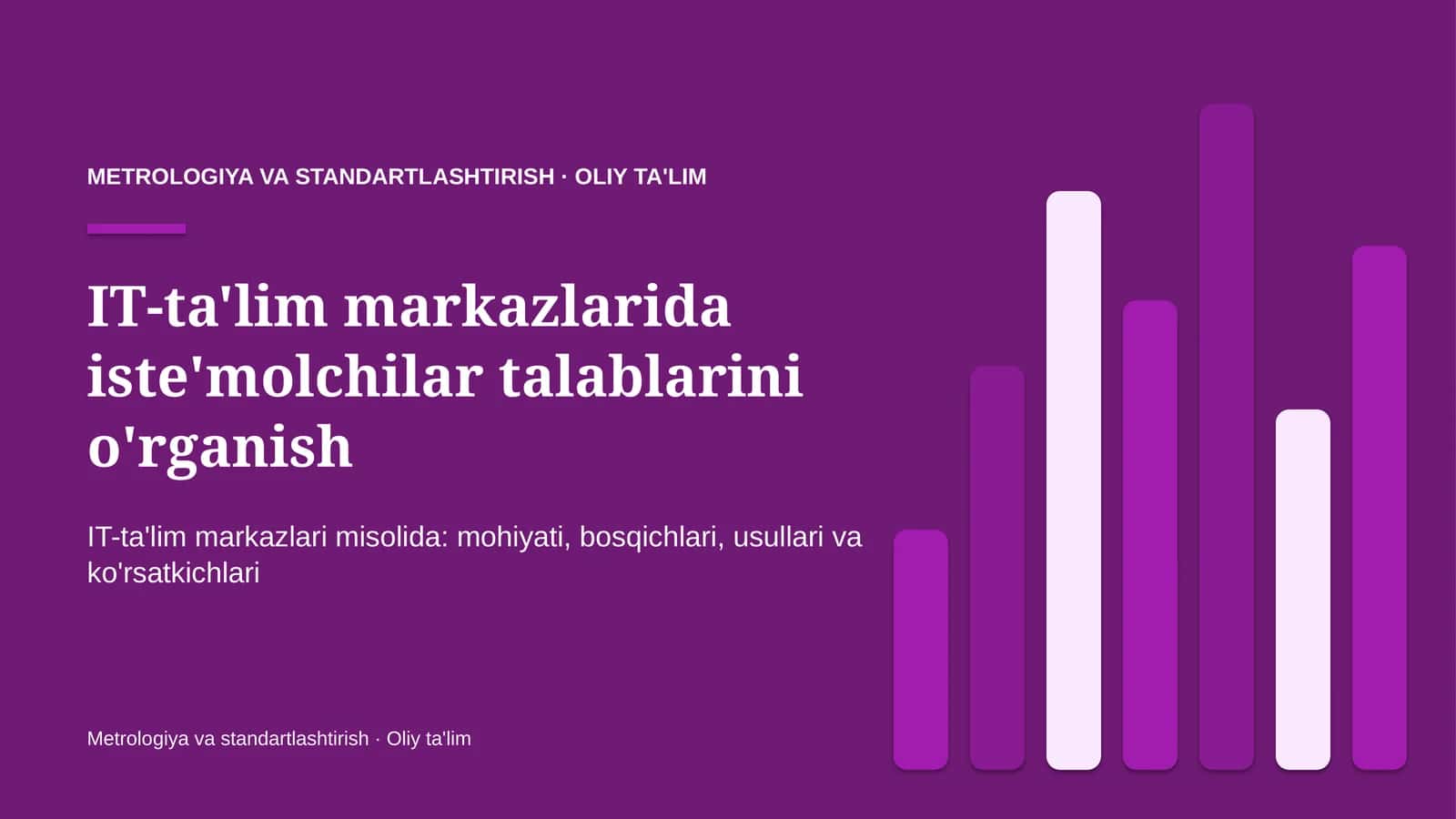 IT-ta'lim markazlarida iste'molchilar talablarini o'rganish