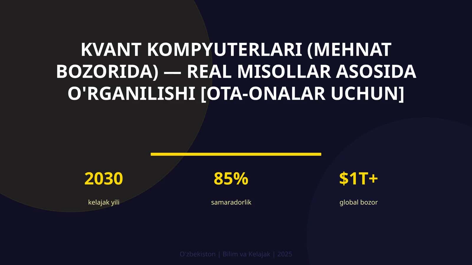 Kvant kompyuterlari (mehnat bozorida) — real misollar asosida o'rganilishi [ota-onalar uchun]