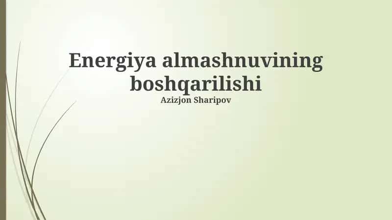 Energiya almashnuvining boshqarilishi