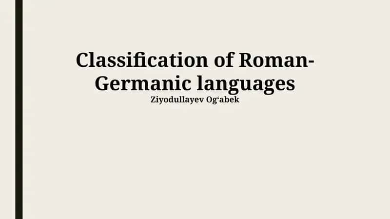 Classification of Roman-Germanic languages