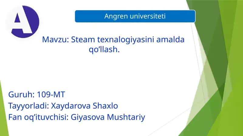 STEAM texnologiyasini amalga oshirish