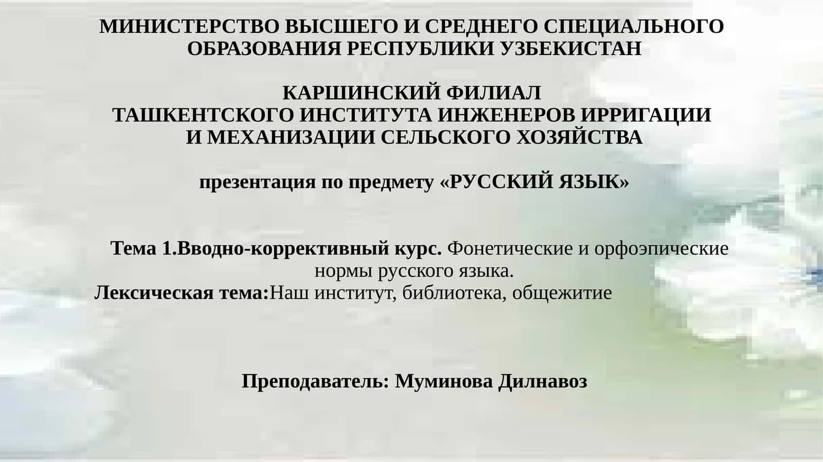 Презентация по предмету «РУССКИЙ ЯЗЫК»