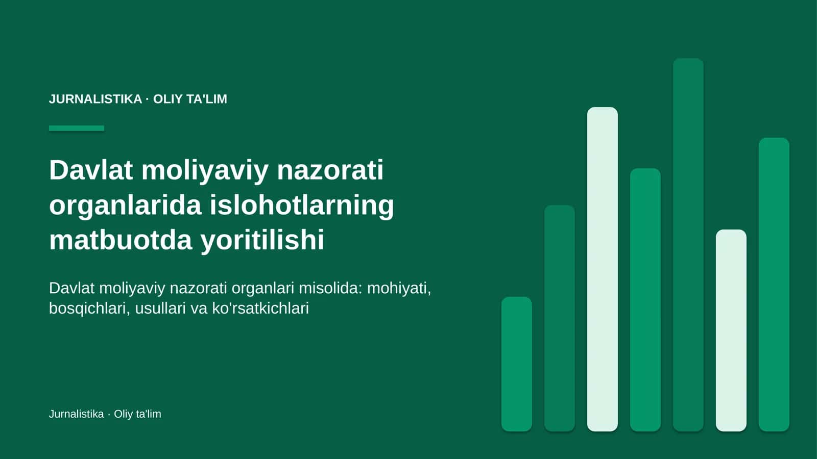 Davlat moliyaviy nazorati organlarida islohotlarning matbuotda yoritilishi