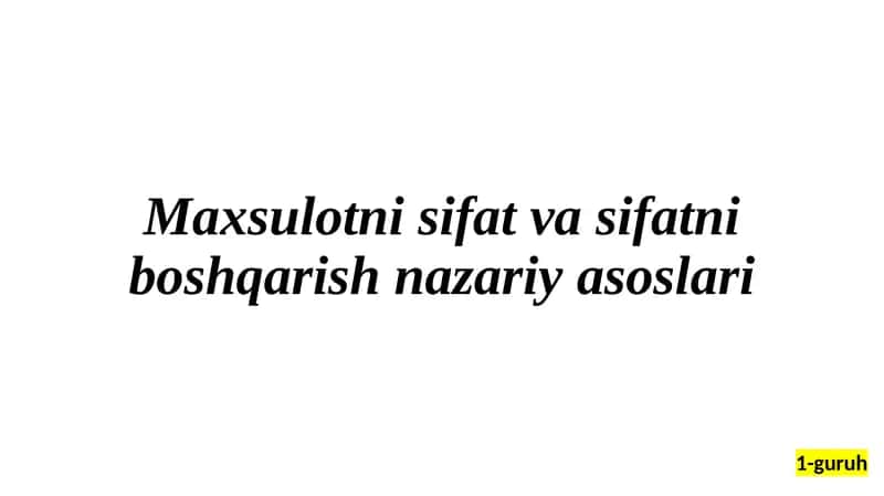 Mahsulot sifati
