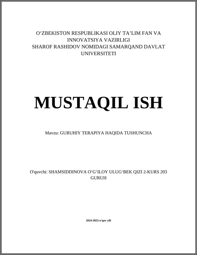 GURUHIY TERAPIYA HAQIDA TUSHUNCHA