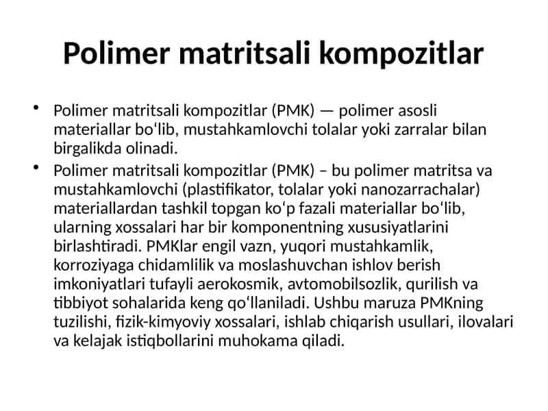 Polimer matritsali kompozitlar