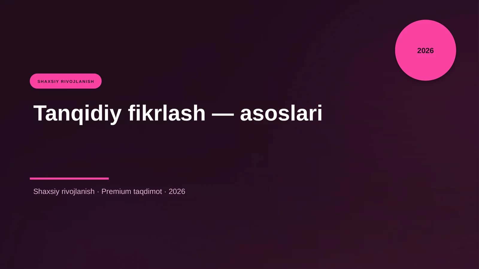 Tanqidiy fikrlash — asoslari