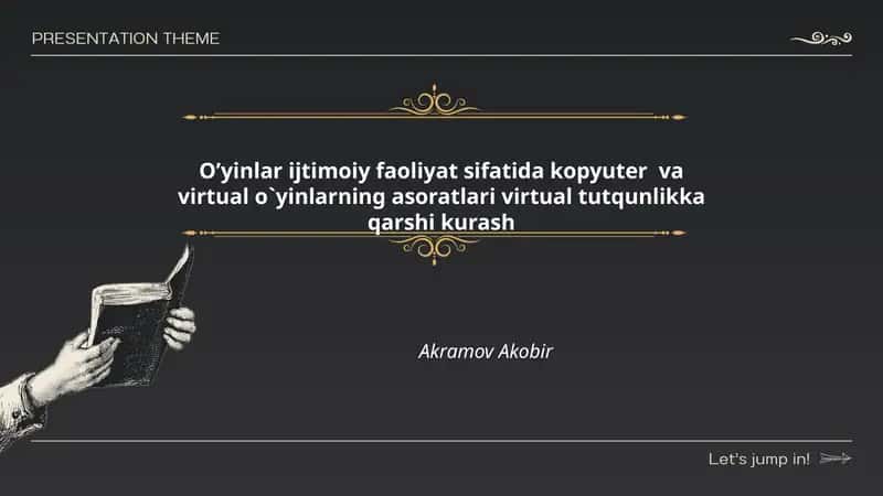 O’yinlar ijtimoiy faoliyat sifatida kopyuter va virtual o`yinlarning asoratlari virtual tutqunlikka qarshi kurash