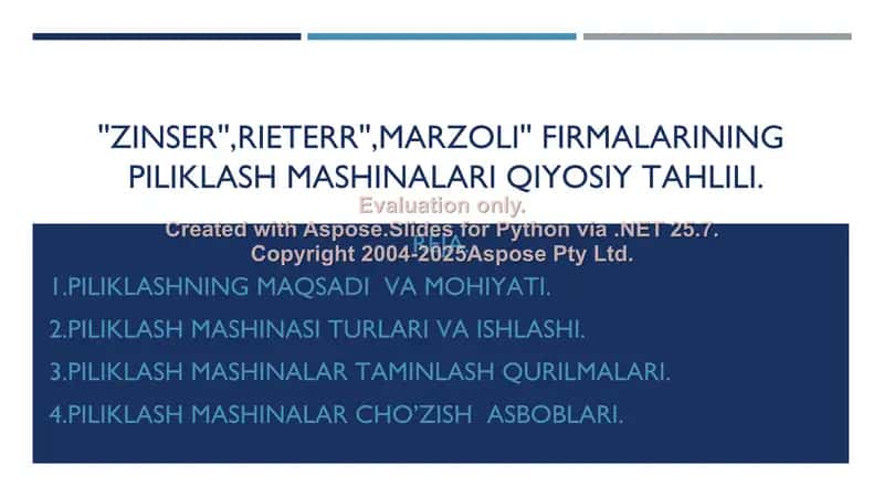 Piliklash mashinalari qiyosiy tahlili