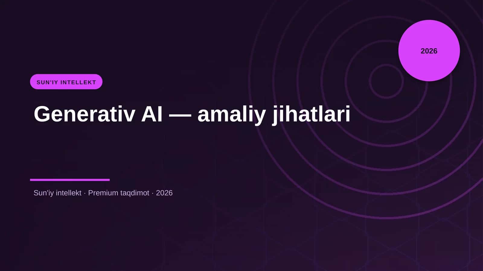 Generativ AI — amaliy jihatlari