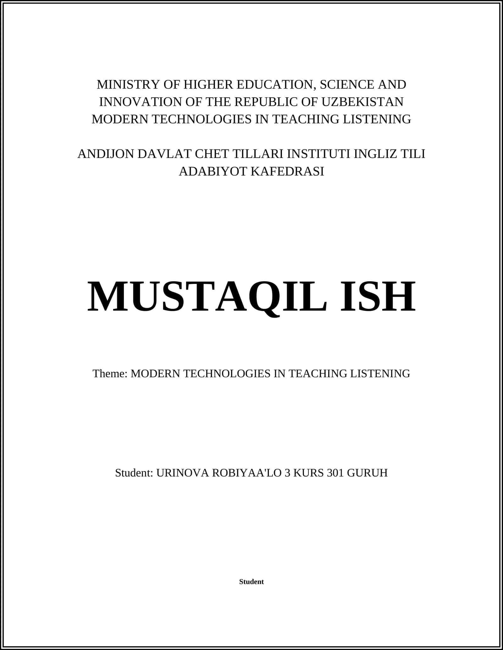 MODERN TECHNOLOGIES IN TEACHING LISTENING