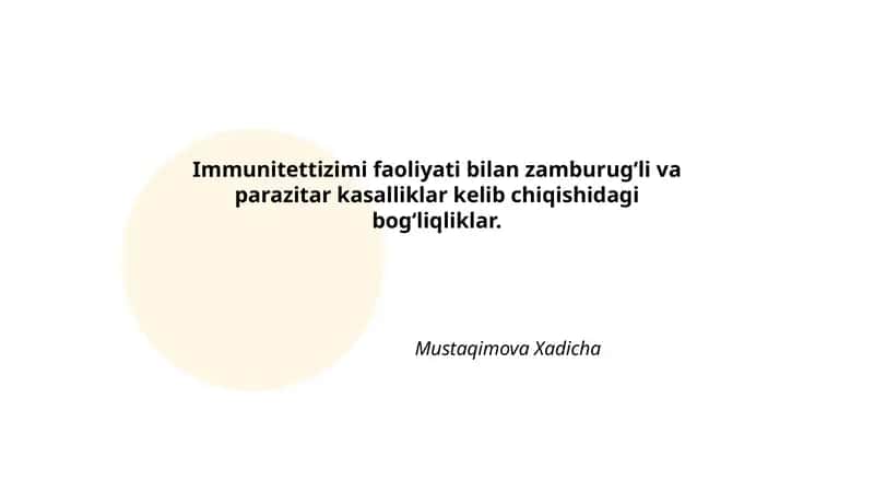 Immunitettizimi Faoliyati Bilan Zamburug‘li va Parazitar Kasalliklar Kelib Chiqishidagi Bog‘liqliklar