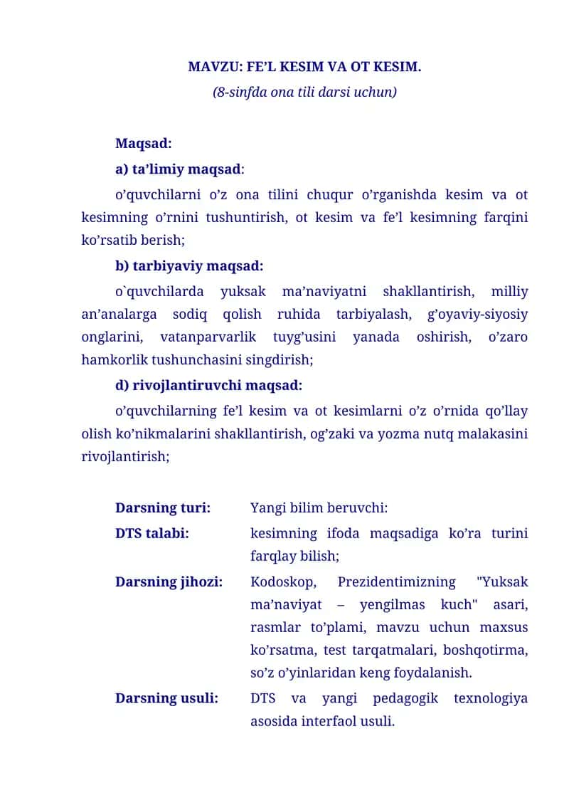 FE’L KESIM VA OT KESIM