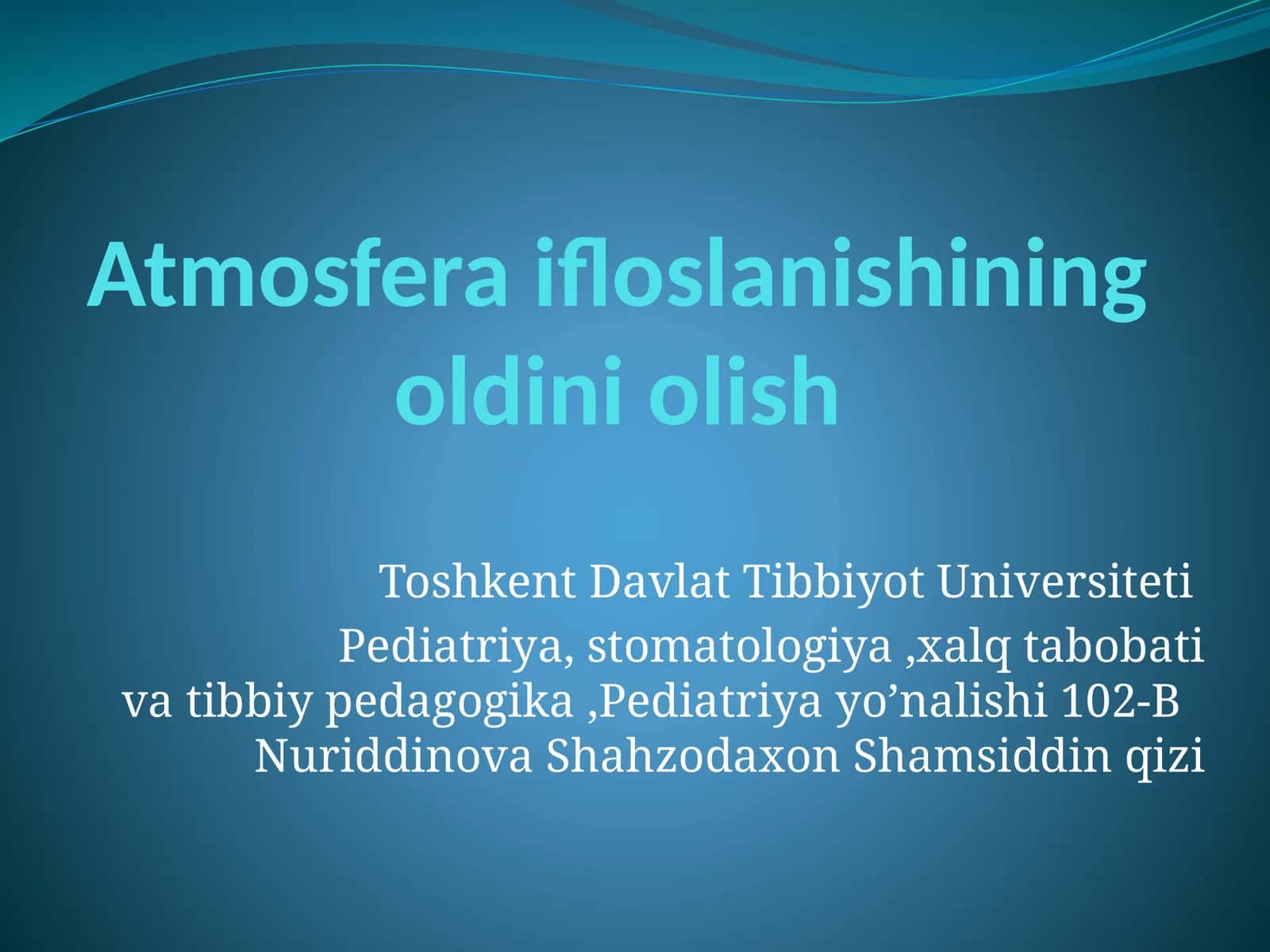Atmosfera ifloslanishining oldini olish