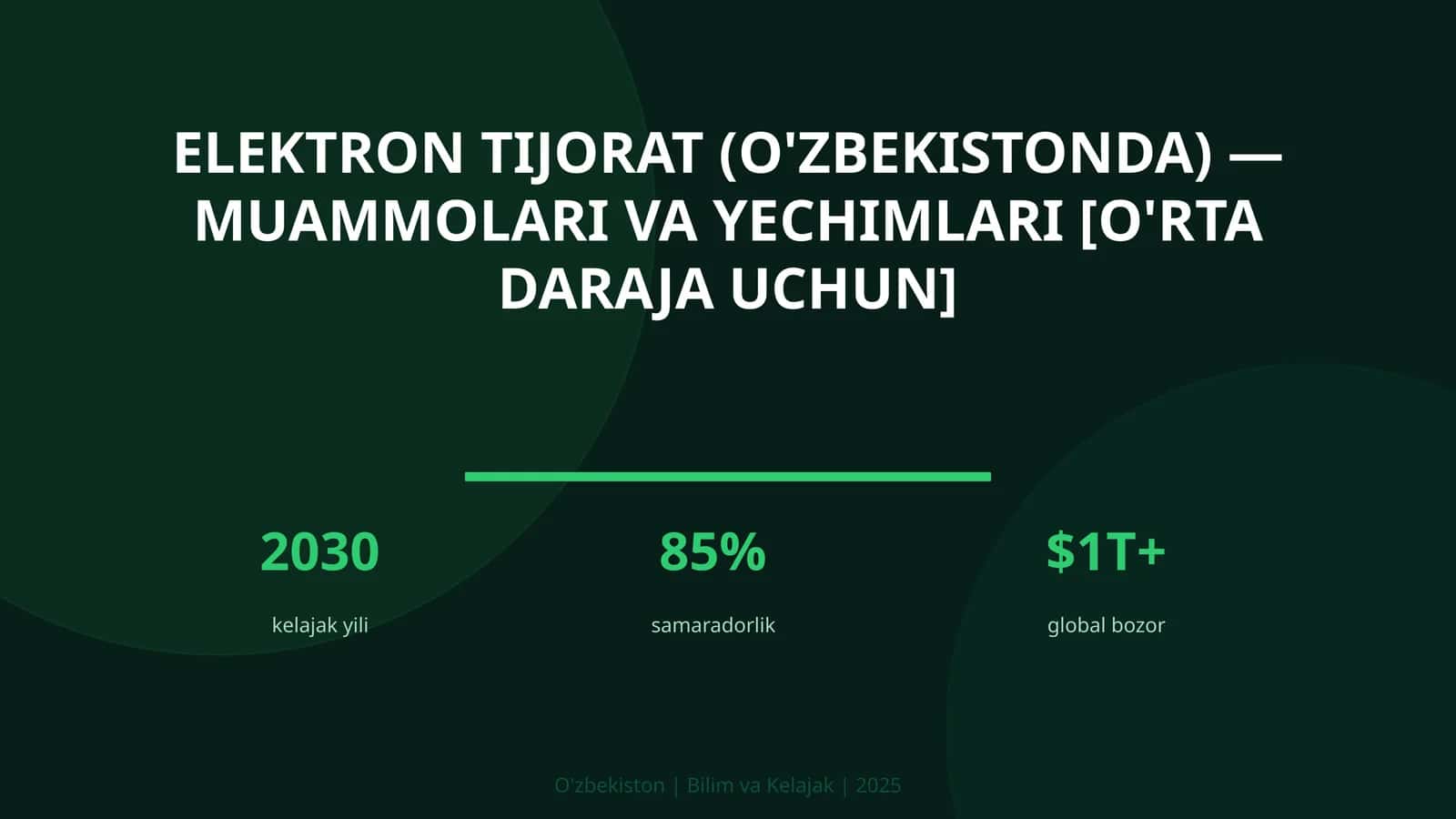 Elektron tijorat (O'zbekistonda) — muammolari va yechimlari [o'rta daraja uchun]