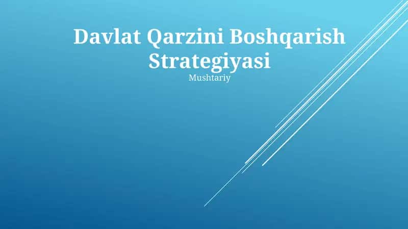 Davlat Qarzini Boshqarish Strategiyasi