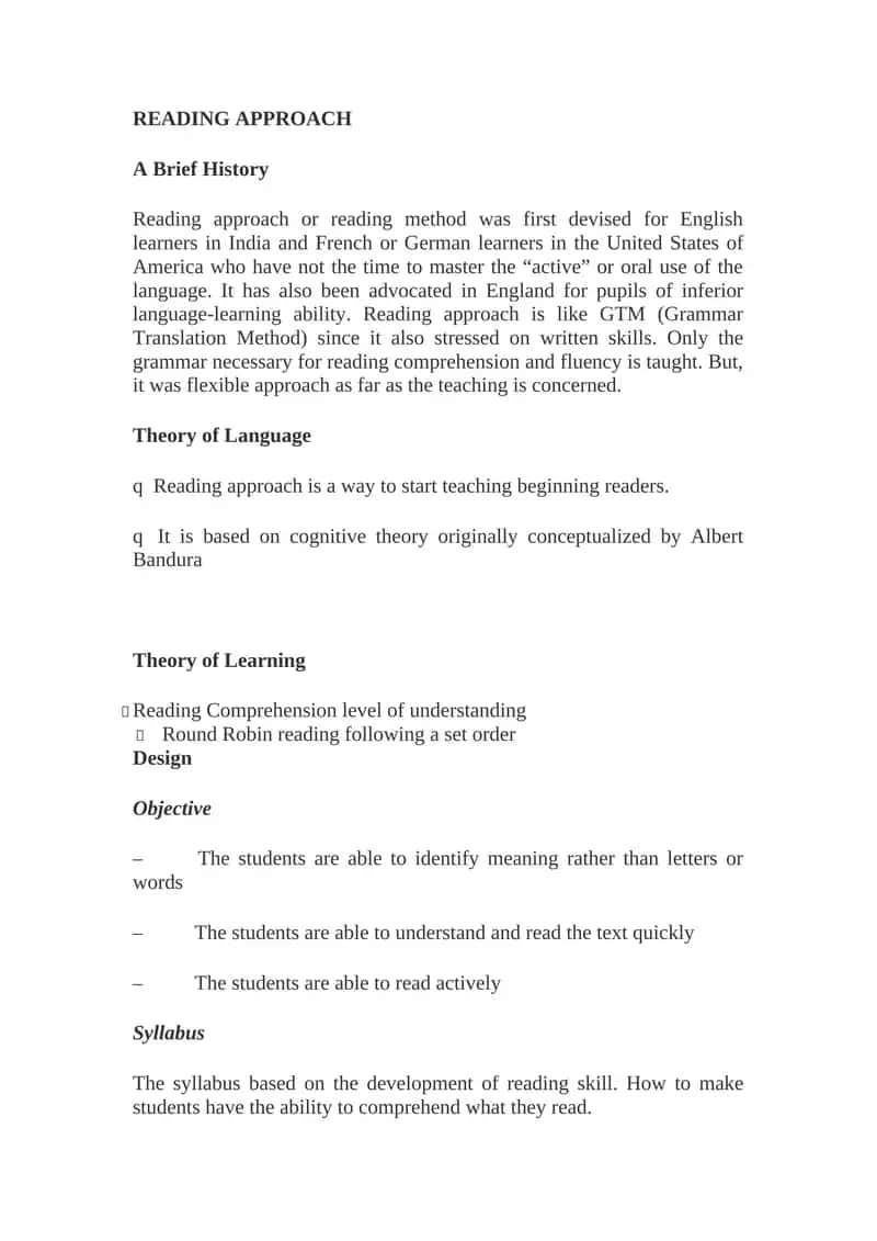 Reading Approach