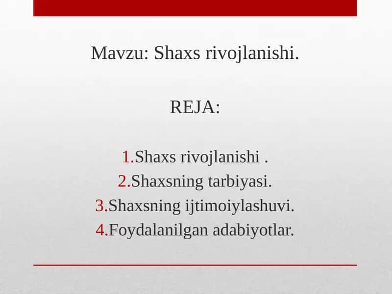 Shaxs rivojlanishi