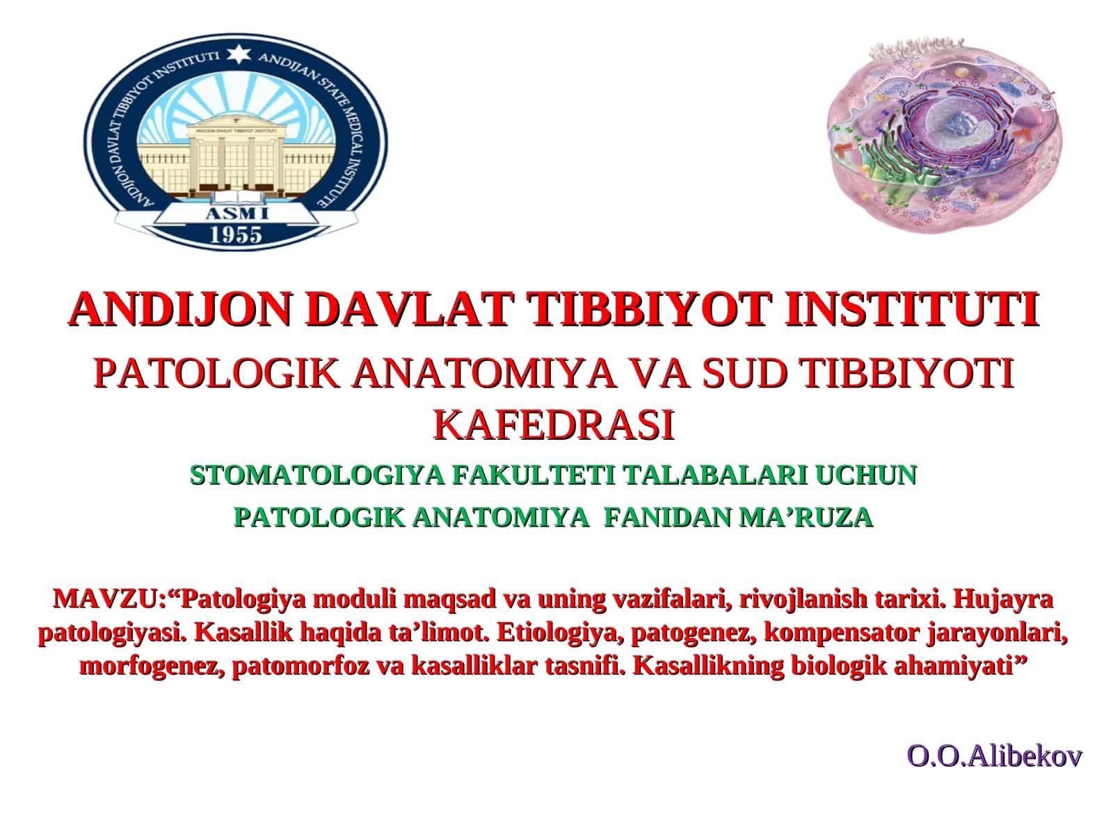 PATOLOGIK ANATOMIYAFANIDAN MA’RUZA