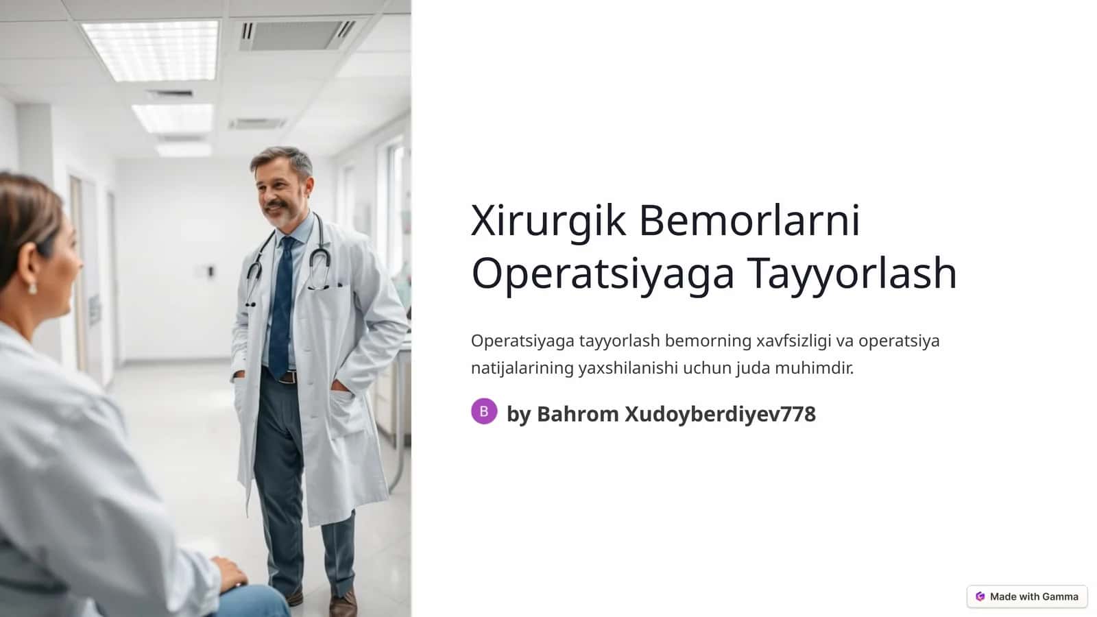 Xirurgik Bemorlarni Operatsiyaga Tayyorlash