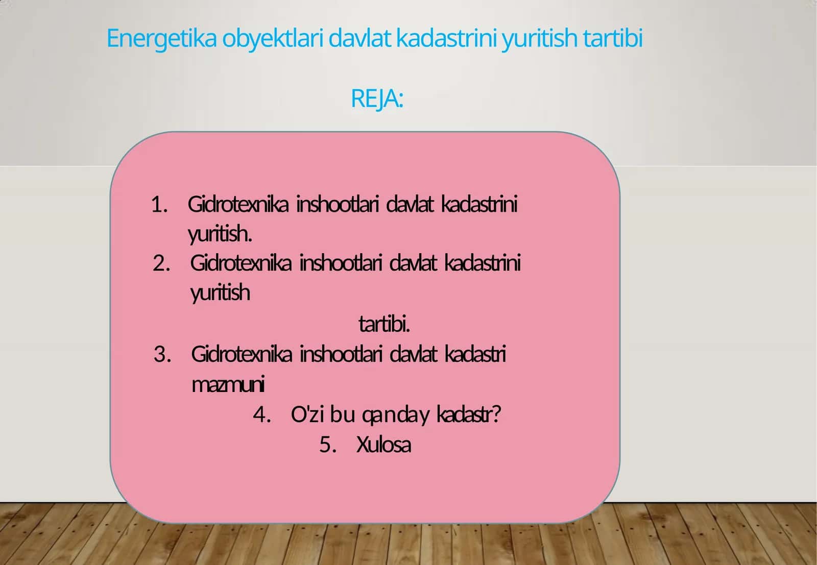 Gidrotexnika inshootlari davlat kadastrini yuritish