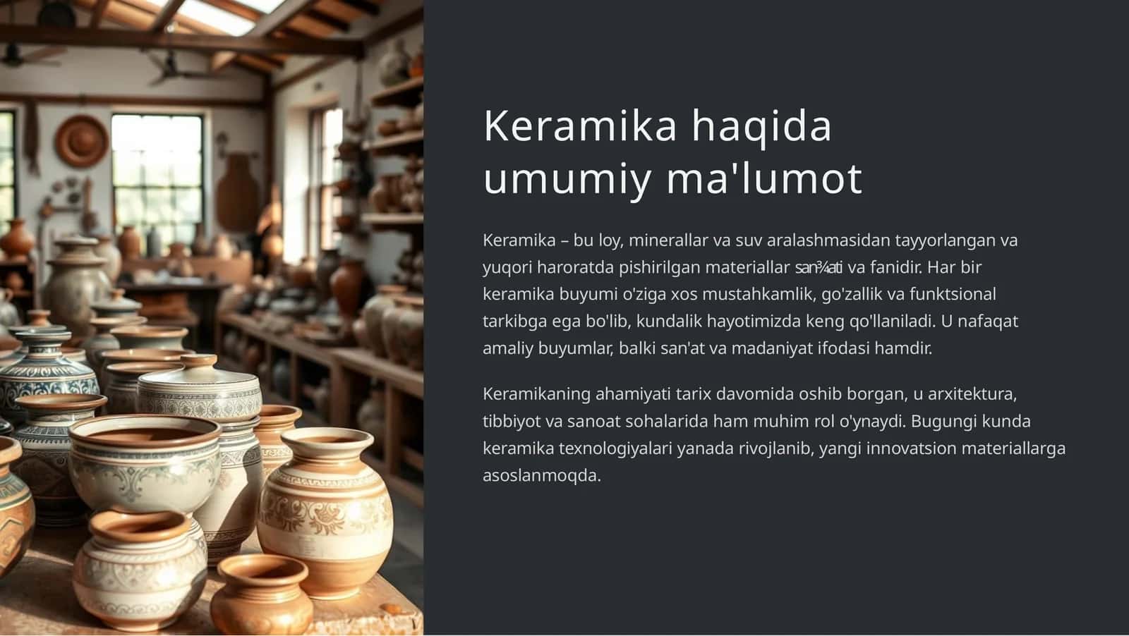 Keramikahaqiда umumiy ma'lumot